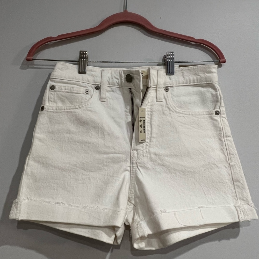 NWT Madewell women high waist white denim shorts